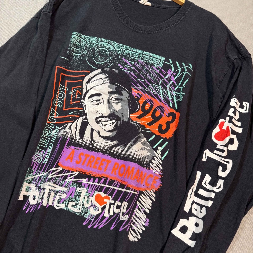 Tupac Poetic Justice Long Sleeve Tee Black XL 1993 Street Romance Hip Hop